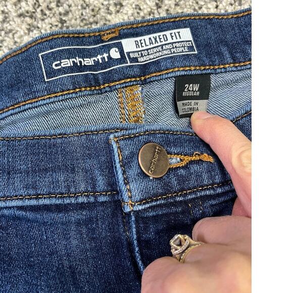 Carhartt Relaxed Fit Women's Carpenter Denim Jeans,‎ Size 24 PLUS Medium Wash - Picture 4 of 13